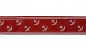 Лента репс. 20 мм Орнамент Якорь красный молочный, Китай