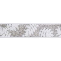 Лента репс. 13 мм Листья папортоника серый, Китай