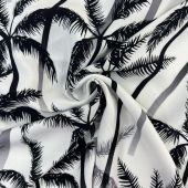 Штапель DIM принт Пальмы черно-белый 142 см, Китай