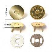 Кнопка магнит на усиках h2мм Ø18мм Золото, Китай