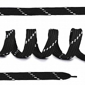 Шнурки плоские 14 мм 100 см Черный белые точки 2шт, Китай