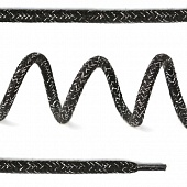 Шнурки круглые 5 мм 130 см Черный серебро, Китай