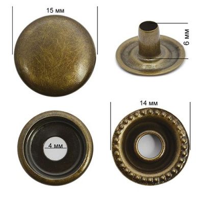 Кнопка пробивн сталь 15 мм Антик О-образная, Турция