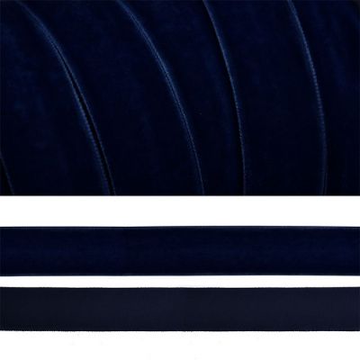 Лента бархатная нейлон 15мм Т.синий, Россия
