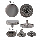 Кнопка пробивн мет 12,5 мм Ч.никель глянец, Китай