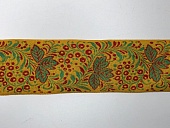 Лента жаккард 65 мм Хохлома на желтом, Китай