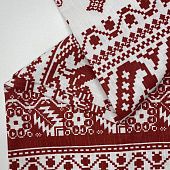 Лен Макошь красн.орнамент на белом 150 см, Белоруссия