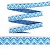 Лента жаккард 24 мм Оберег белый на синем, Китай