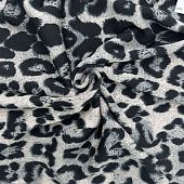 Трикотаж на меху Леопард черно-белый 150 см, Китай