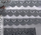 Кружево гипюр 30 мм Серый геометр орнамент, Турция